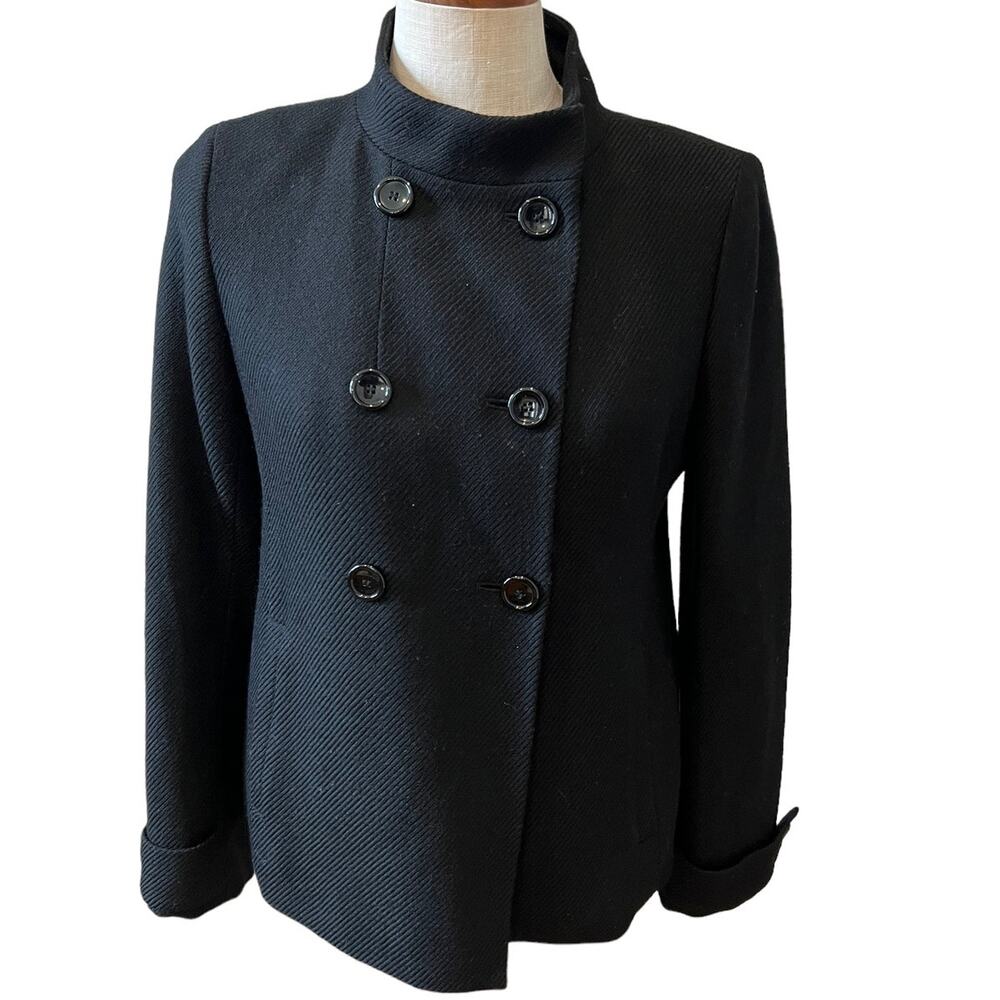 Ann Taylor Military style Pea Coat blazer Black S